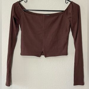 Naked Wardrobe NWOT Long Sleeve Ribbed Crop Top Size Large